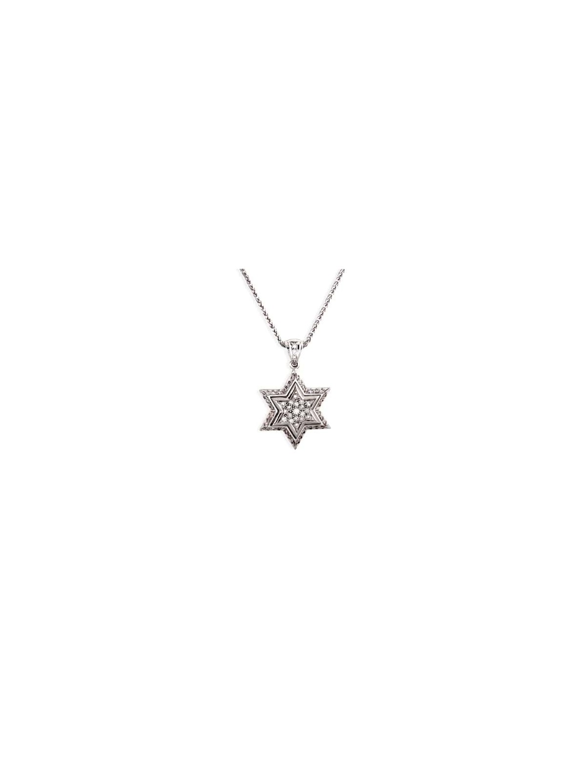 Mid-size Star of David White Gold Diamond Pendant  , Tu B'Av Gifts , I