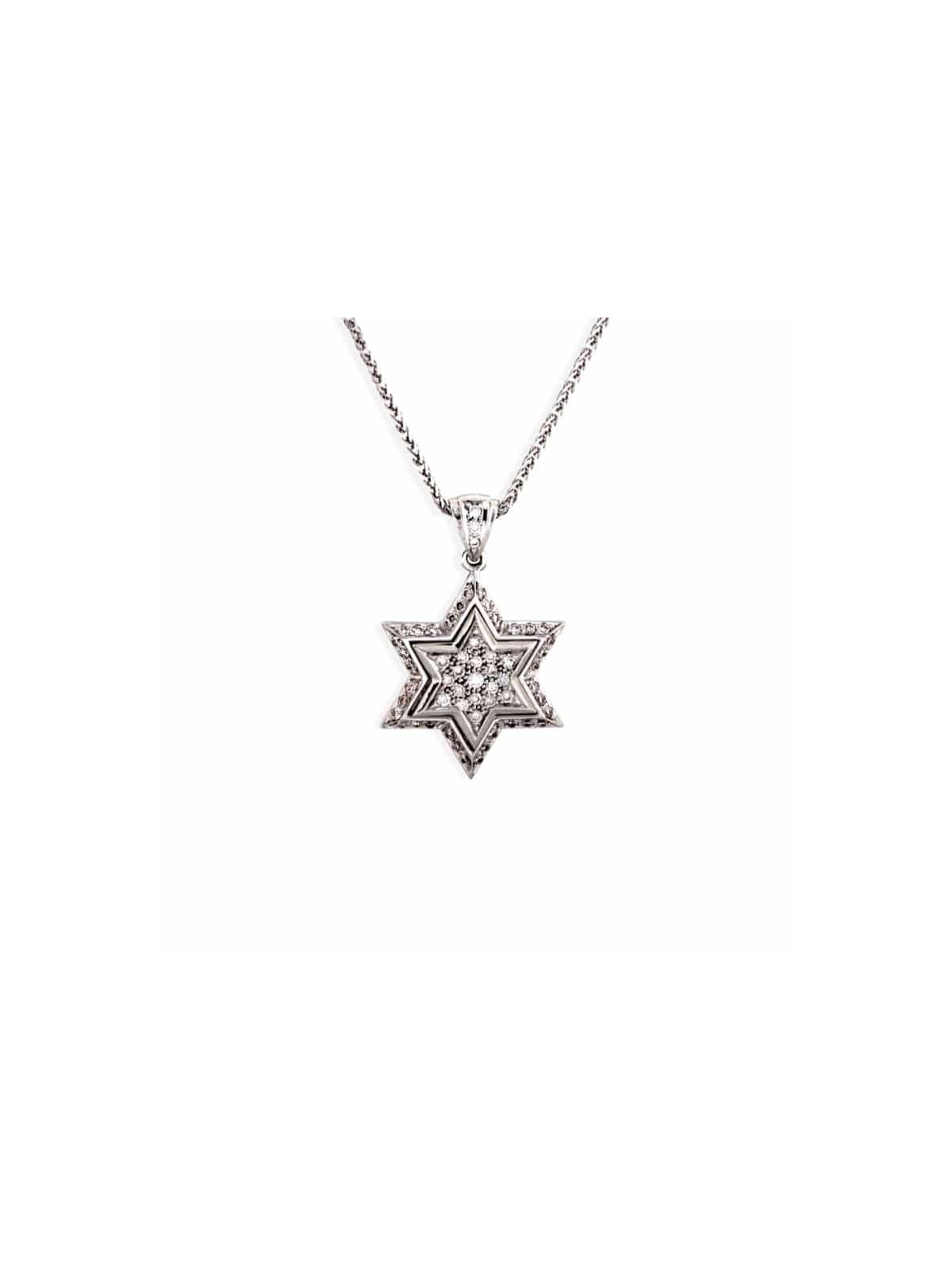 Pendentif étoile de David en or blanc de taille moyenne, cadeaux Tu B'Av, I