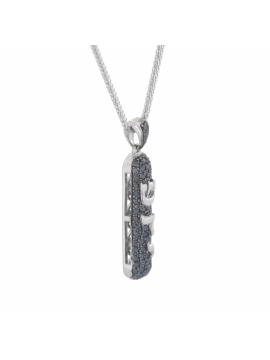Collier de défilement de la Torah en or blanc avec diamants noirs, cadeaux Tu B'Av, I