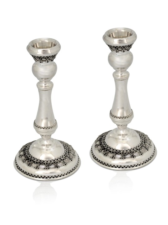 Chandeliers en argent en filigrane yéménite pour Shabbat, cadeaux de Pâque, I