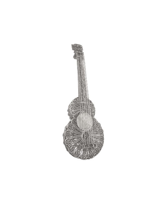 Extra Large Guitare Argentée Design Magnifique Besamim, Argent Sterling J