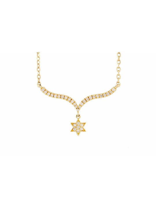 Étoile de David en or jaune diamant 14 carats, cadeaux Tu B'Av, judaïque israélien