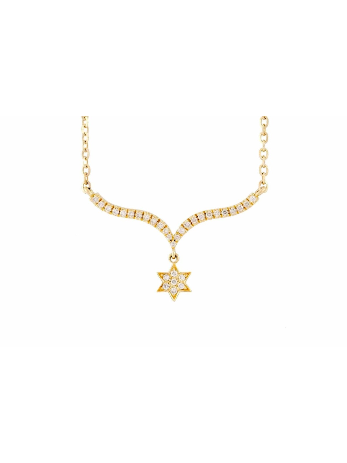 Étoile de David en or jaune diamant 14 carats, cadeaux Tu B'Av, judaïque israélien