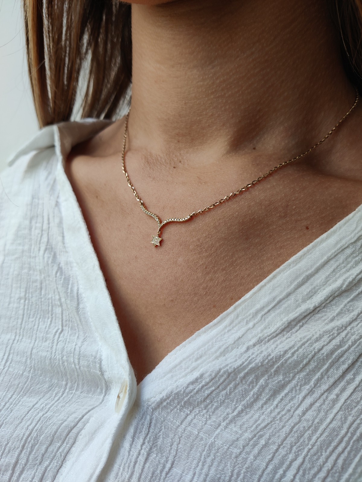 Étoile de David en or jaune diamant 14 carats, cadeaux Tu B'Av, judaïque israélien