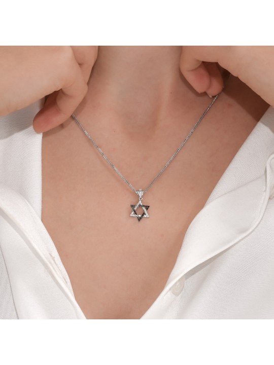 Small 14k Gold Stylish Two-Tone Diamond Star of Da , Tu B'Av Gifts , I