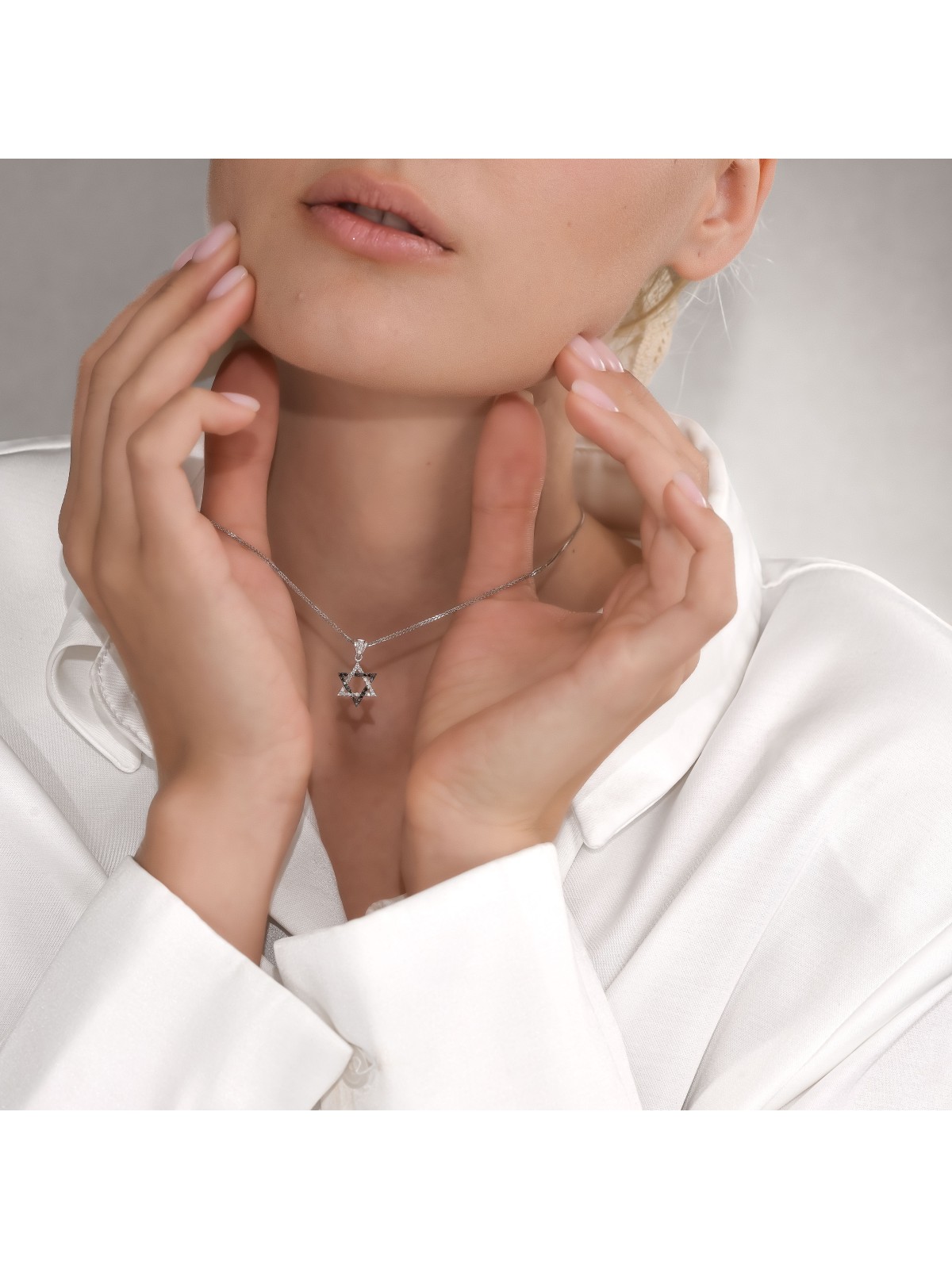 Petite étoile de Da en diamant bicolore élégante en or 14 carats, cadeaux Tu B'Av, I