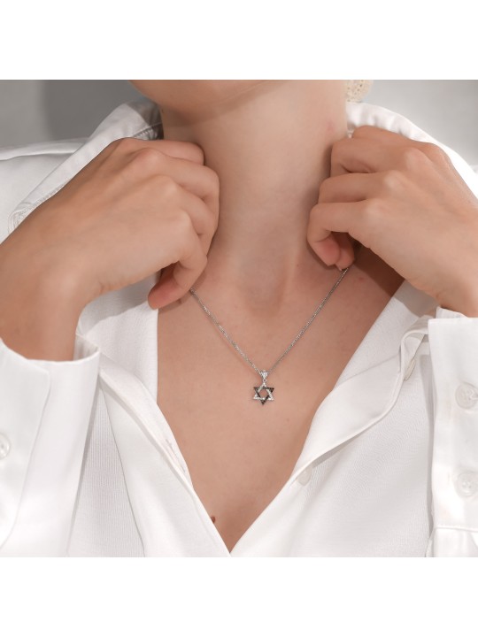 Small 14k Gold Stylish Two-Tone Diamond Star of Da , Tu B'Av Gifts , I