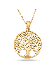 Hollow 14K Gold Tree of Life Necklace , Tu B'Av Gifts , Israeli Judaic