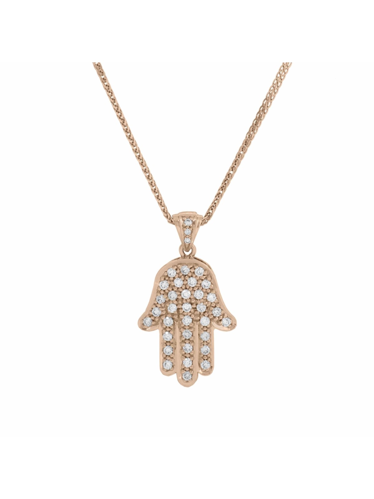 Yellow Gold Hamsa Pendant with Several Shiny Diamo , Tu B'Av Gifts , I