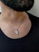 White Hamsa Necklace with Several Shiny Diamonds , Tu B'Av Gifts , Isr