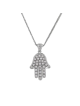 Collier Hamsa blanc avec plusieurs diamants brillants, cadeaux Tu B'Av, Isr