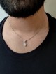 White Hamsa Necklace with Several Shiny Diamonds , Tu B'Av Gifts , Isr