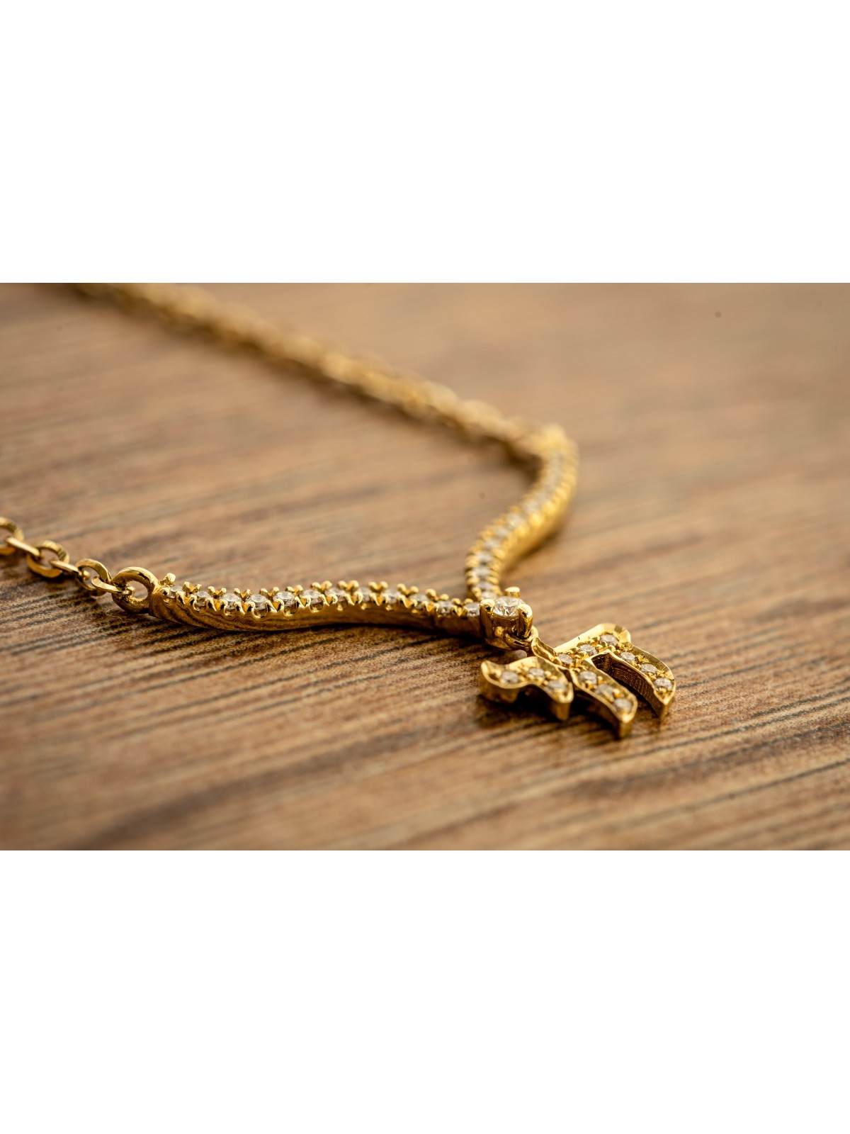 White Gold Chai Pendant with Wings and Diamonds , Tu B'Av Gifts , Isra