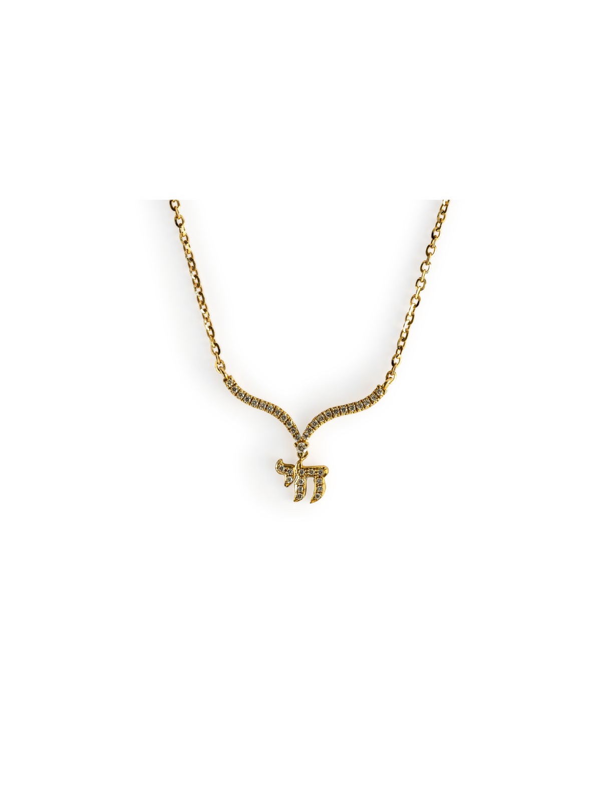 White Gold Chai Pendant with Wings and Diamonds , Tu B'Av Gifts , Isra