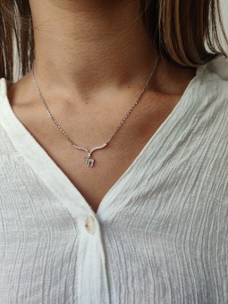 Diamonds Inlaid Stunning Yellow Gold Chai Necklace , Tu B'Av Gifts , I