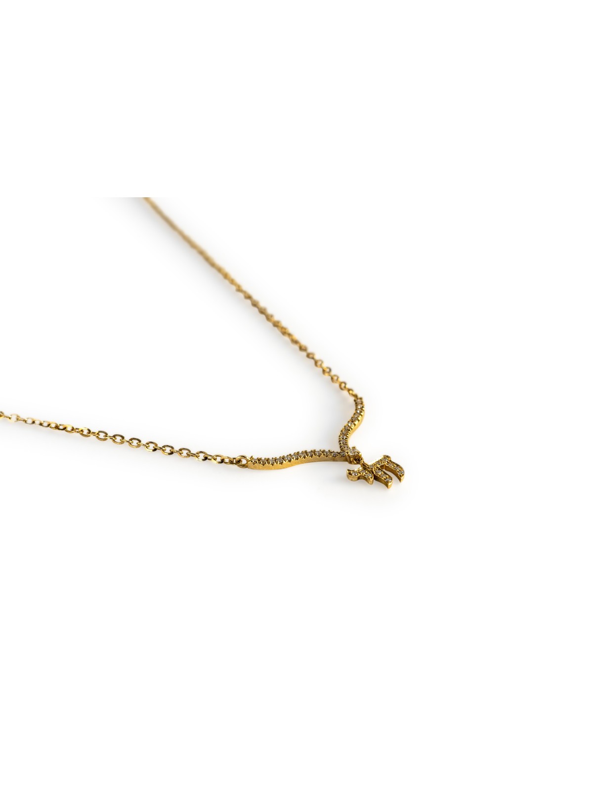 Diamonds Inlaid Stunning Yellow Gold Chai Necklace , Tu B'Av Gifts , I