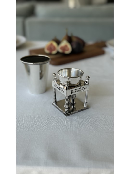 Sterling Silver Wedding Kiddush Cup with Bride & G , Passover Gifts ,
