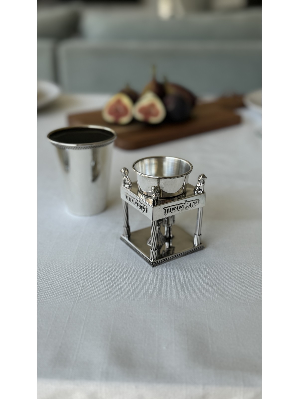 Coupe de Kiddouch de mariage en argent sterling avec mariée et G, cadeaux de Pâque,