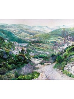 Beautiful Realistic Painting of Jerusalem Landscap , Tu B'Av Gifts , I