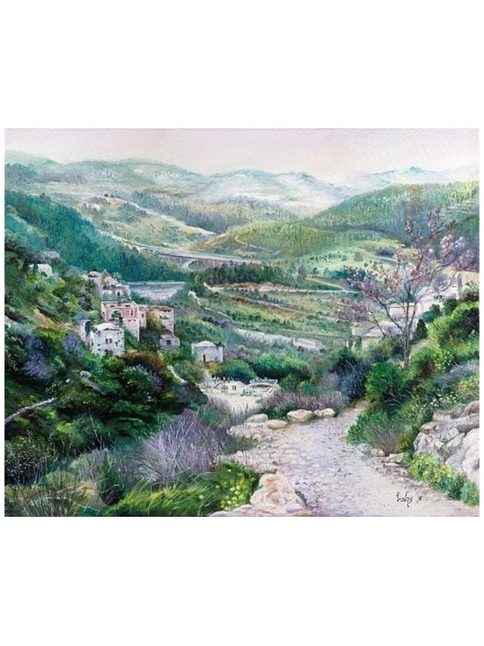 Beautiful Realistic Painting of Jerusalem Landscap , Tu B'Av Gifts , I