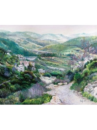 Belle peinture réaliste du paysage de Jérusalem, cadeaux Tu B'Av, I