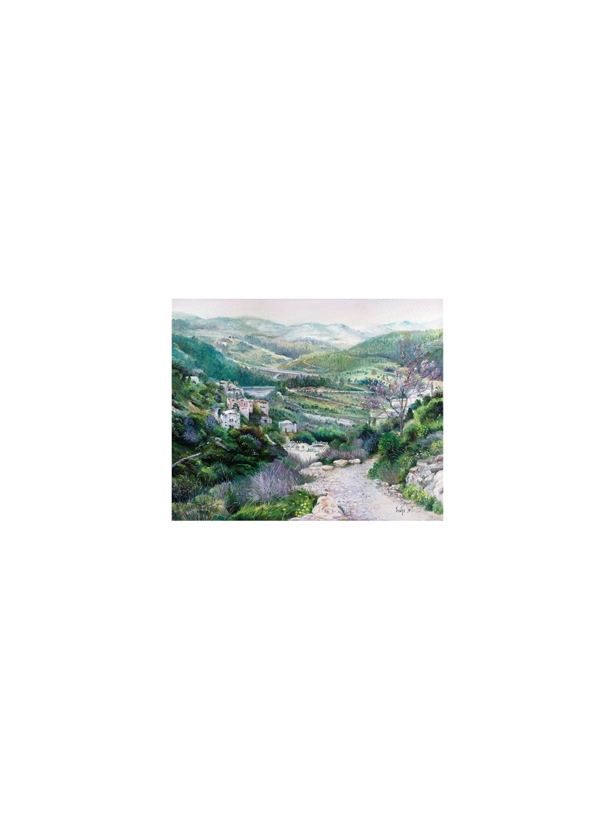 Beautiful Realistic Painting of Jerusalem Landscap , Tu B'Av Gifts , I