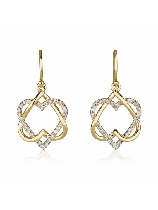 Boucles d'Oreilles Extraordinaires Étoile de David & Coeurs Or , Cadeaux Tu B'Av , I