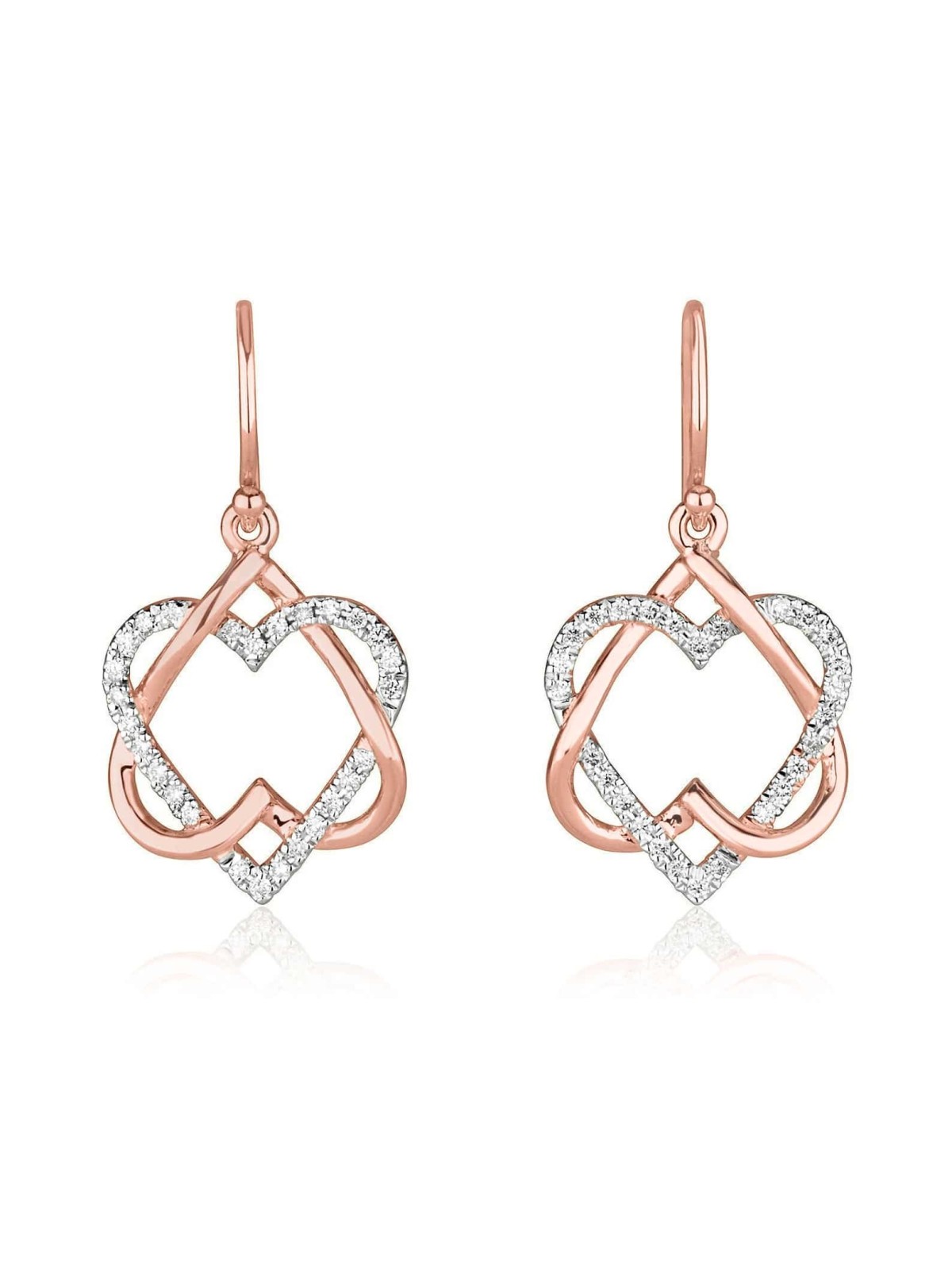 Boucles d'Oreilles Extraordinaires Étoile de David & Coeurs Or , Cadeaux Tu B'Av , I