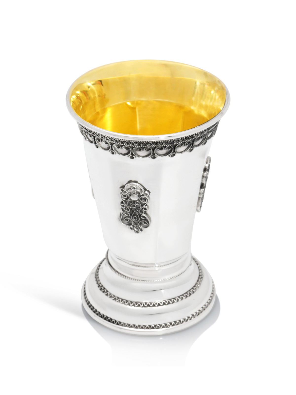 Coupe de Kiddouch octogonale avec base surélevée et filigre, coupes de Kiddouche, est