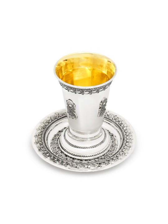 Coupe de Kiddouch octogonale avec base surélevée et filigre, coupes de Kiddouche, est