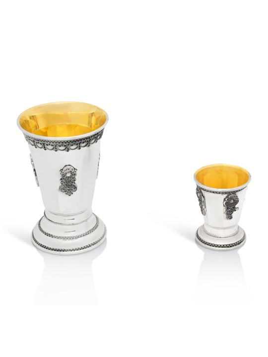 Coupe de Kiddouch octogonale avec base surélevée et filigre, coupes de Kiddouche, est