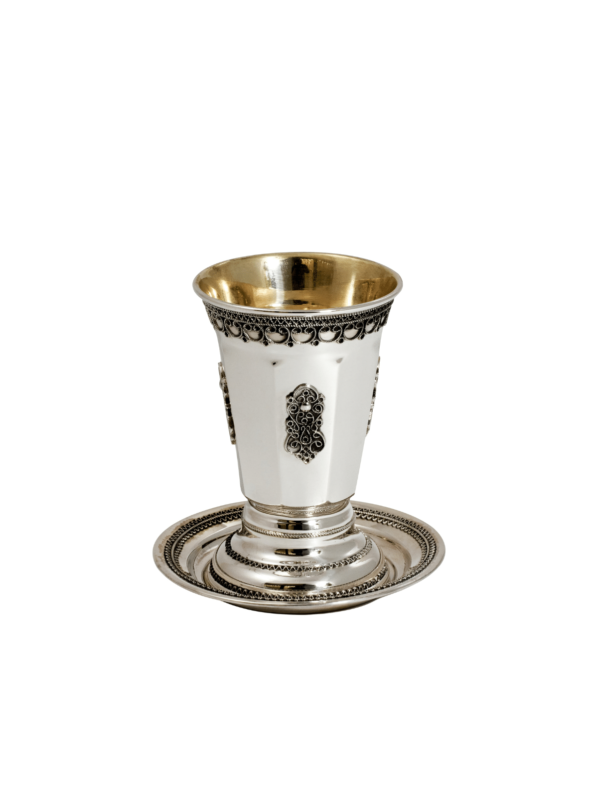 Coupe de Kiddouch octogonale avec base surélevée et filigre, coupes de Kiddouche, est