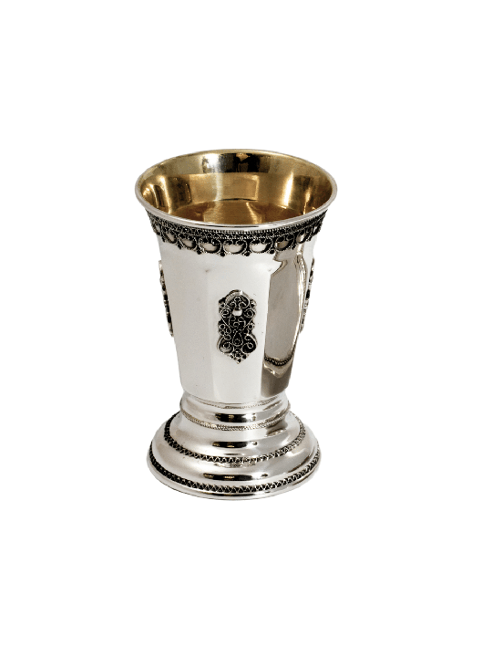 Coupe de Kiddouch octogonale avec base surélevée et filigre, coupes de Kiddouche, est