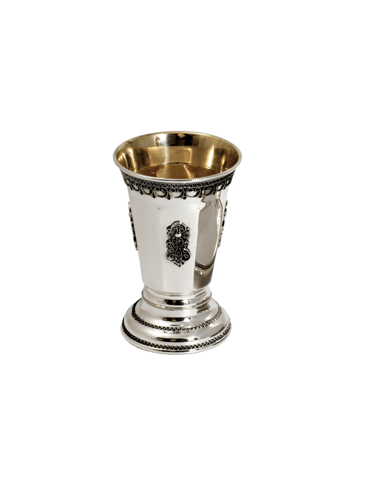Coupe de Kiddouch octogonale avec base surélevée et filigre, coupes de Kiddouche, est