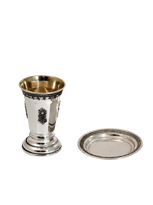 Coupe de Kiddouch octogonale avec base surélevée et filigre, coupes de Kiddouche, est