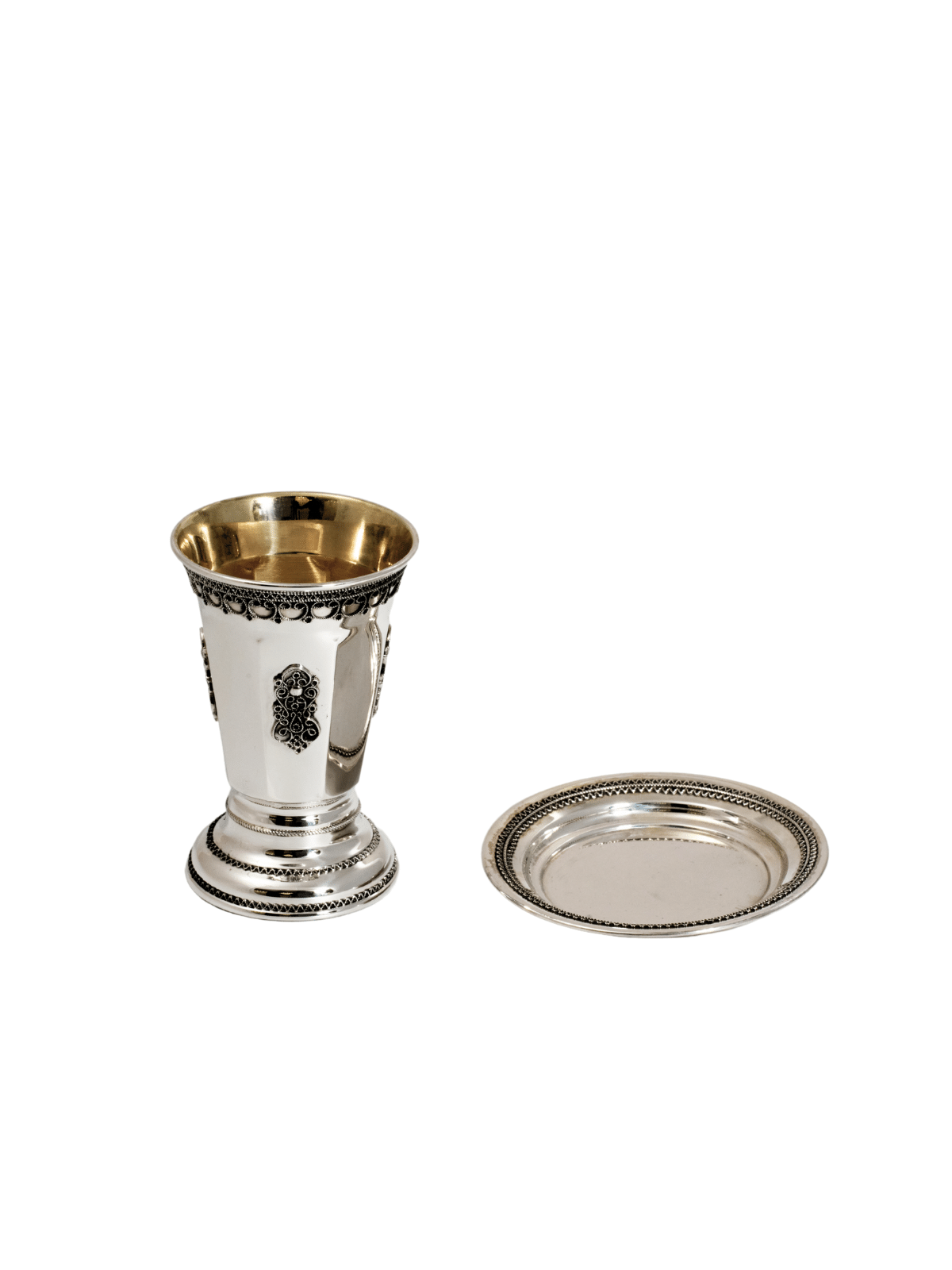 Coupe de Kiddouch octogonale avec base surélevée et filigre, coupes de Kiddouche, est