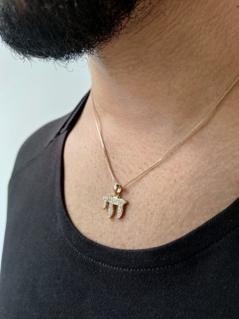 Stunning Diamonds Solid Chai 14k gold pendant , Tu B'Av Gifts , Israel