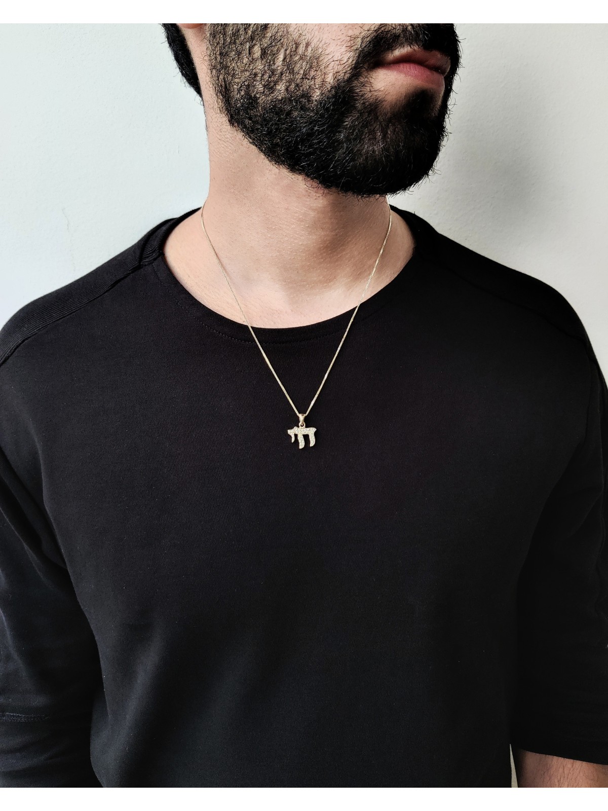 Stunning Diamonds Solid Chai 14k gold pendant , Tu B'Av Gifts , Israel