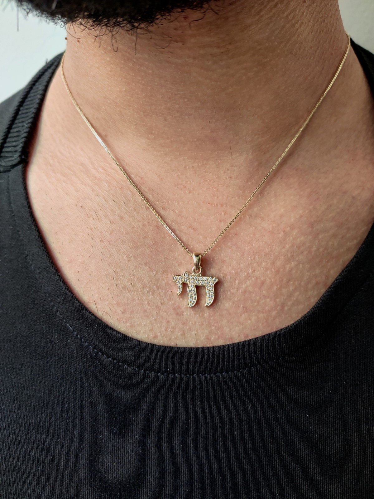 Superbe pendentif en or Solid Chai 14 carats Diamonds , Tu B'Av Gifts , Israël