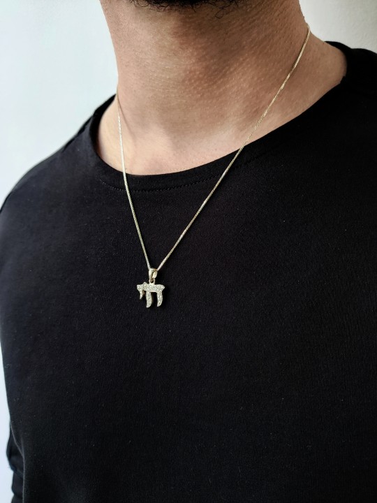 Superbe pendentif en or Solid Chai 14 carats Diamonds , Tu B'Av Gifts , Israël