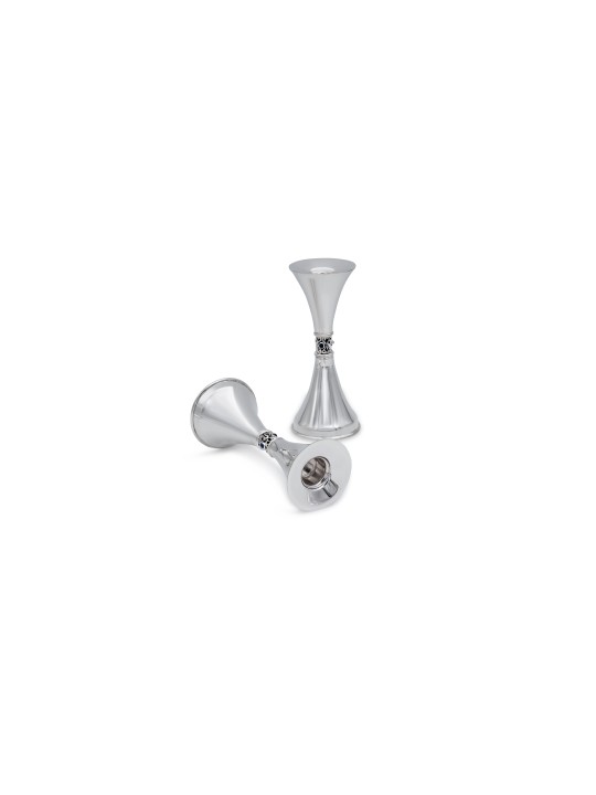 Stunning Smooth Silver Candlesticks with Amethyst , Passover Gifts , I