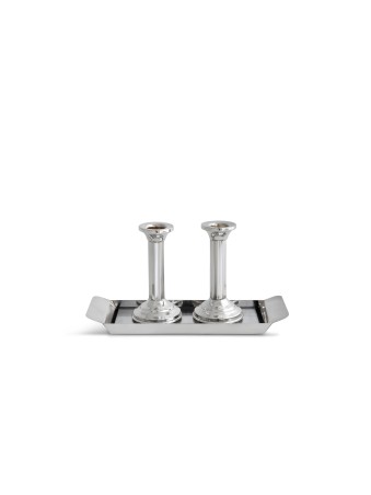 Chandeliers et plateau de sabbat de taille moyenne, chandeliers en argent sterling