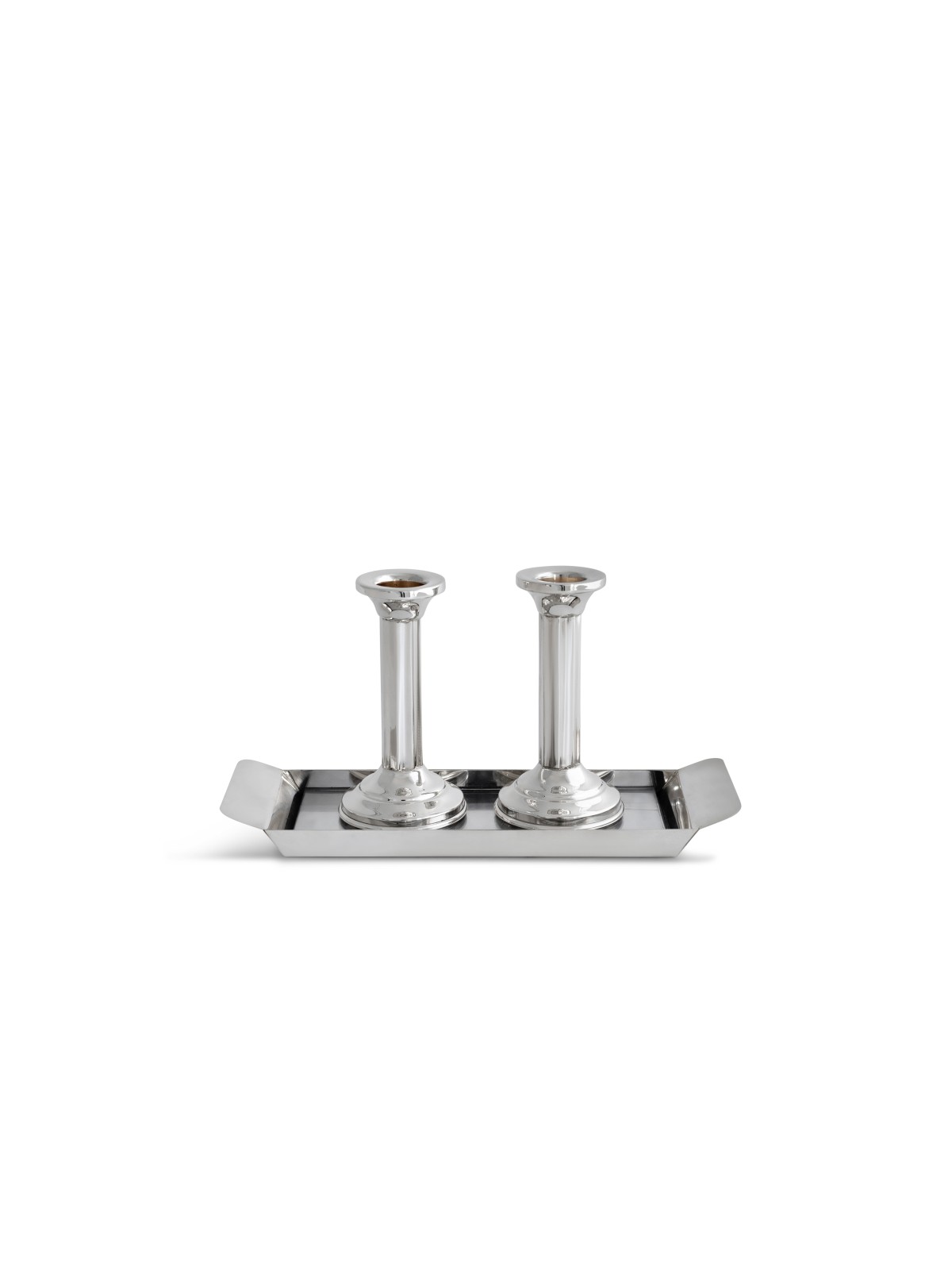 Chandeliers et plateau de sabbat de taille moyenne, chandeliers en argent sterling