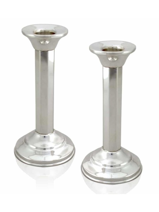 Chandeliers et plateau de sabbat de taille moyenne, chandeliers en argent sterling