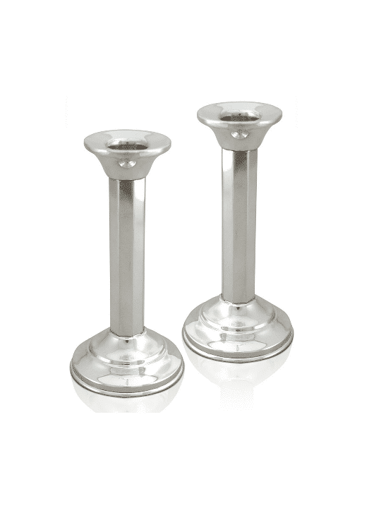 Chandeliers et plateau de sabbat de taille moyenne, chandeliers en argent sterling