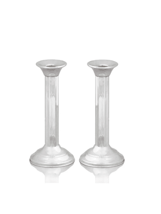Chandeliers et plateau de sabbat de taille moyenne, chandeliers en argent sterling