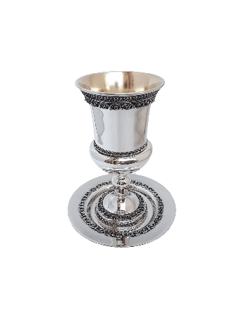 Coupe de Kiddouch en argent de style intemporel avec filigrane De, cadeaux de Pâque,