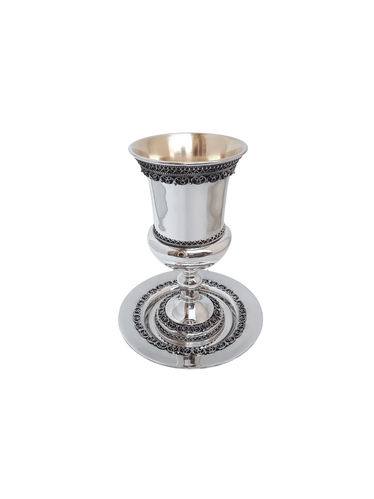 Timeless Style Silver Kiddush Cup with Filigree De , Passover Gifts ,