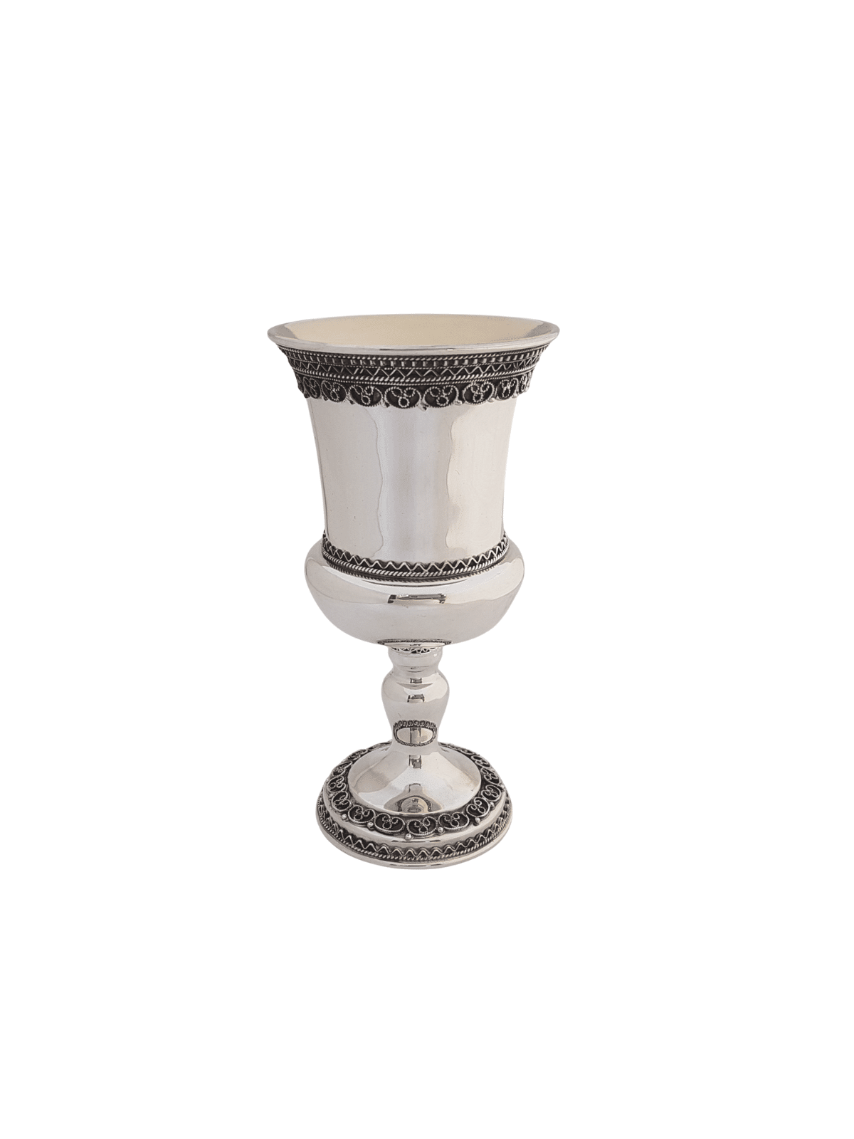 Timeless Style Silver Kiddush Cup with Filigree De , Passover Gifts ,