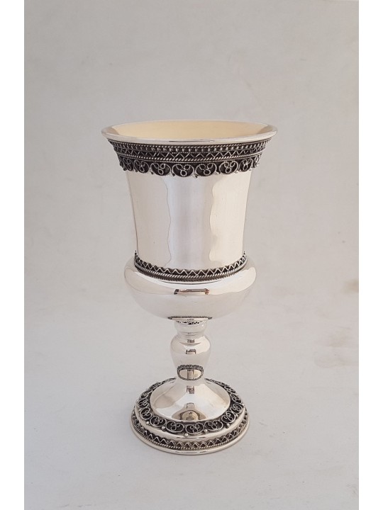 Coupe de Kiddouch en argent de style intemporel avec filigrane De, cadeaux de Pâque,
